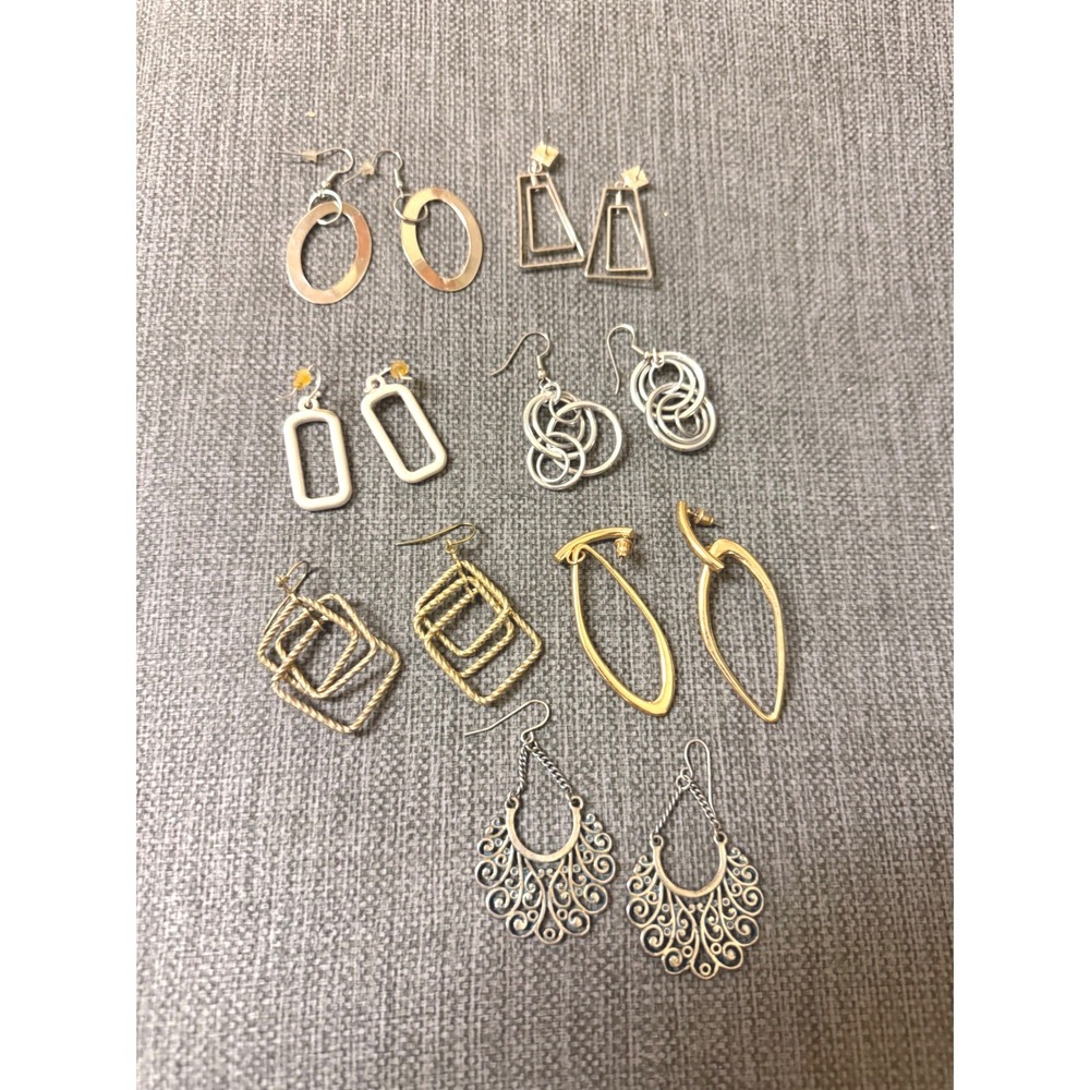 7 Pair Earring Bundle Gold Silver Geometric Boho Filigree Dangle Drop Set